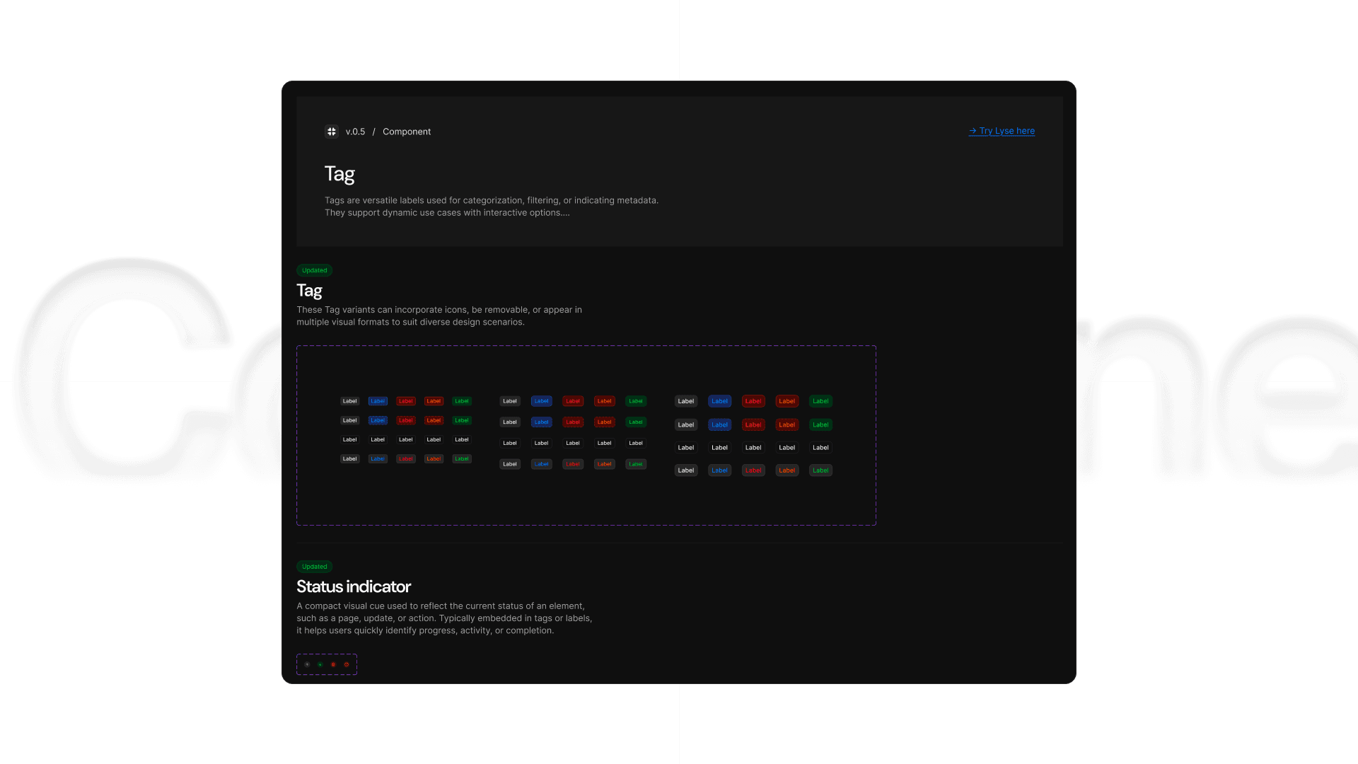Lyse Registry component documentation page