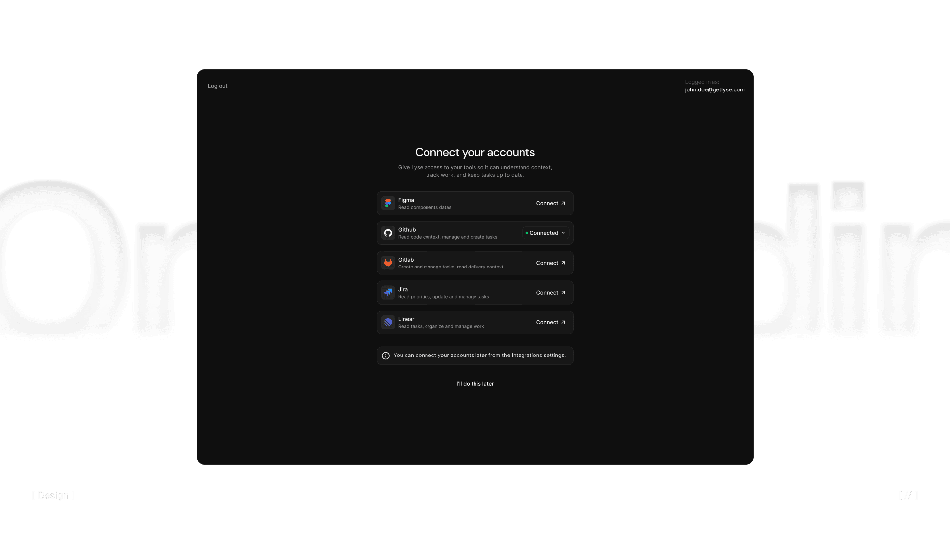Lyse onboarding flow — knowledge base setup