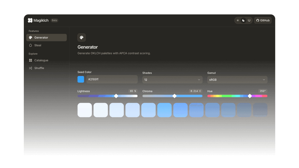 Magiklch OKLCH palette generator